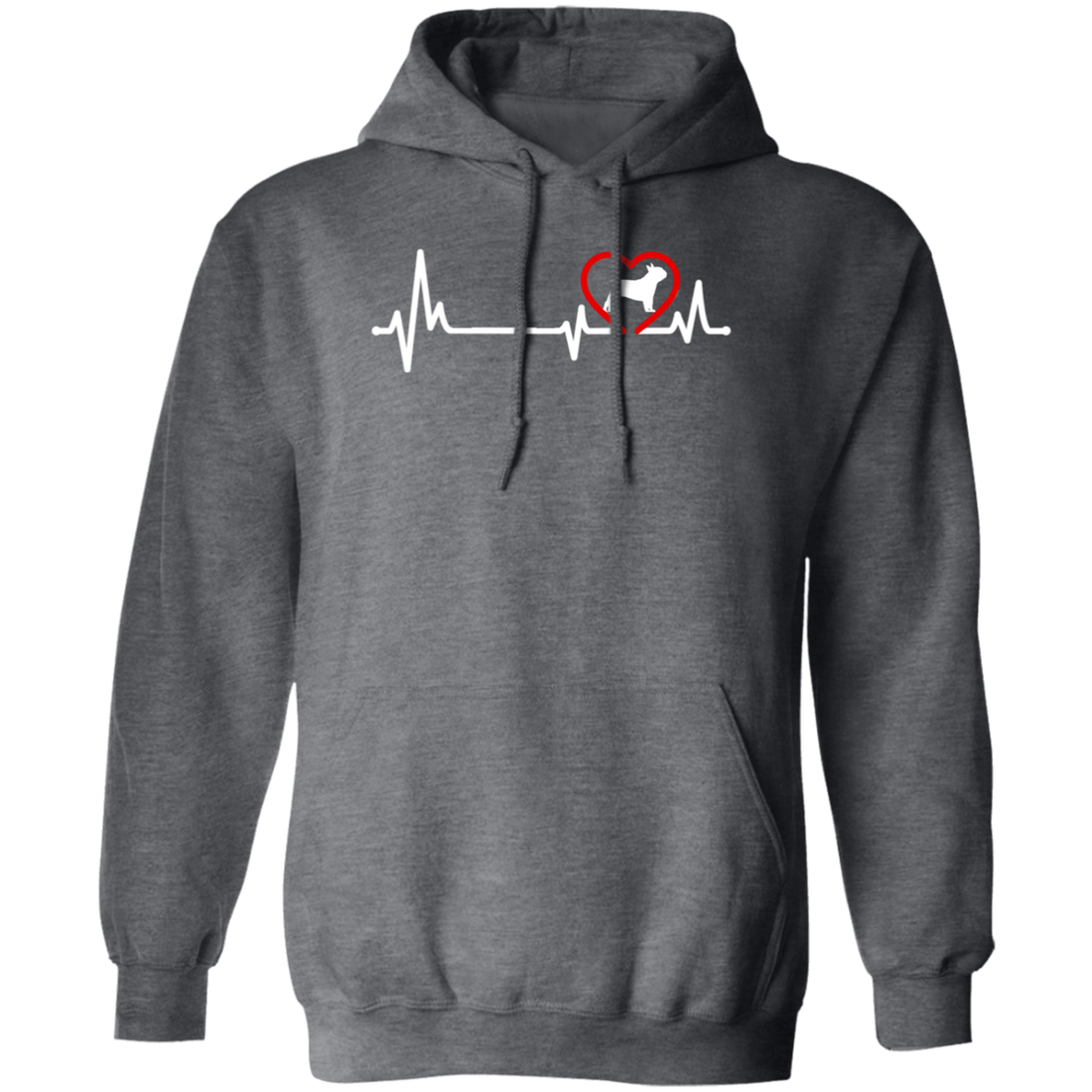 French Dog, Bull Dog Heartbeat, Dog In My Heart, Retro Heartbeat Pullover Hoodie