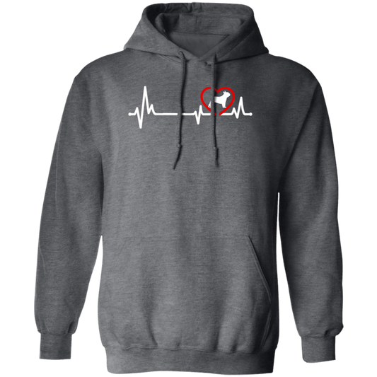 French Dog, Bull Dog Heartbeat, Dog In My Heart, Retro Heartbeat Pullover Hoodie