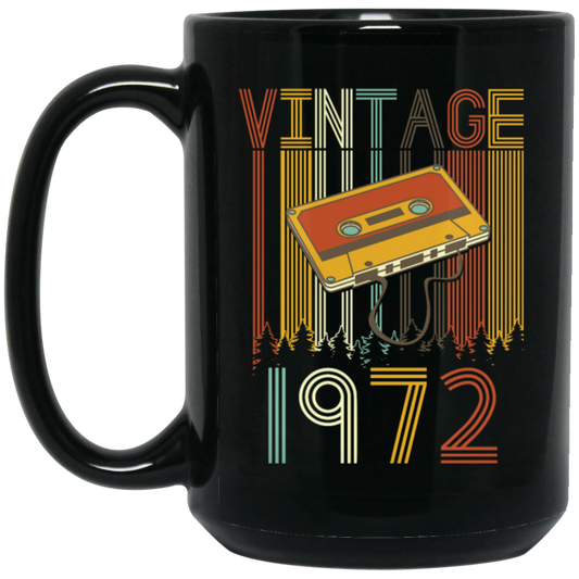 Cassettes Vintage 1972 Gift Birthday 70s Music Lover Gift For Man Black Mug