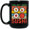 Sushi Lover, Japanese Food Love Gift, Retro Sushi Lover Gift, Best Japanese Black Mug