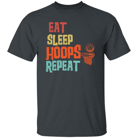 Basketball Gift, Eat Sleep Hoops Repeat Png, Retro Basketball Sport