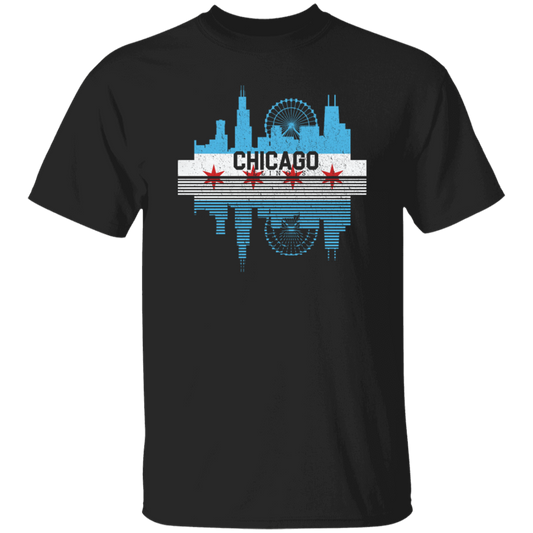 Chicago Skyline Shirt Silhouette IL City Flag Gift