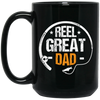 Love Dad Gift, Reel Great Dad, Retro Dad Lover, Retro Reel Dad Gift Black Mug