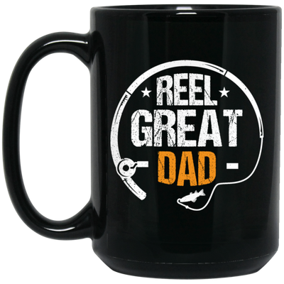 Love Dad Gift, Reel Great Dad, Retro Dad Lover, Retro Reel Dad Gift Black Mug