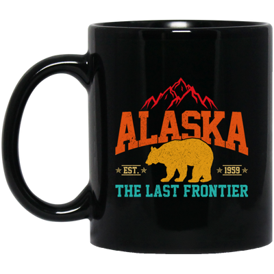 Cool Alaska The Last Frontier Grizzly Bear Souvenir Vintage Black Mug