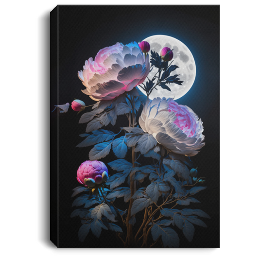 Beautiful Peony Branches, Light Shining In The Stamens, Moonlight Canvas