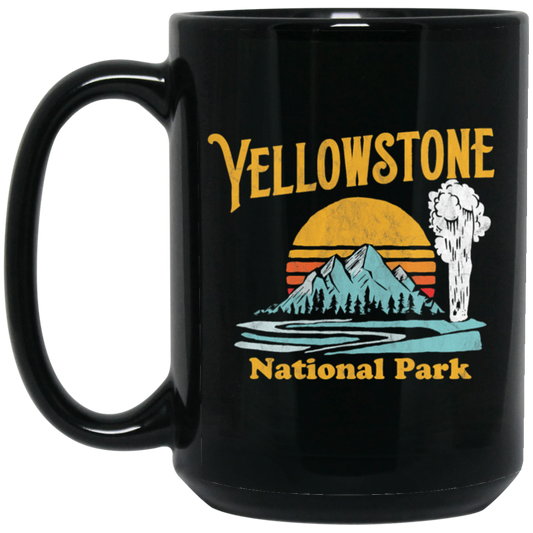 Love National Park, Love Yellowstone, Retro Yellowstone, Yellowstone Vintage Black Mug