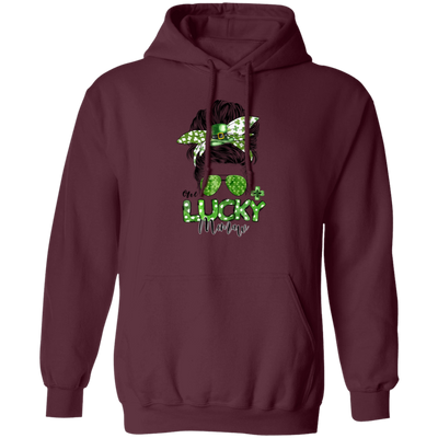 Messy Bun Hair Lover, One Lucky Memaw Matching Family St Patrick Pullover Hoodie