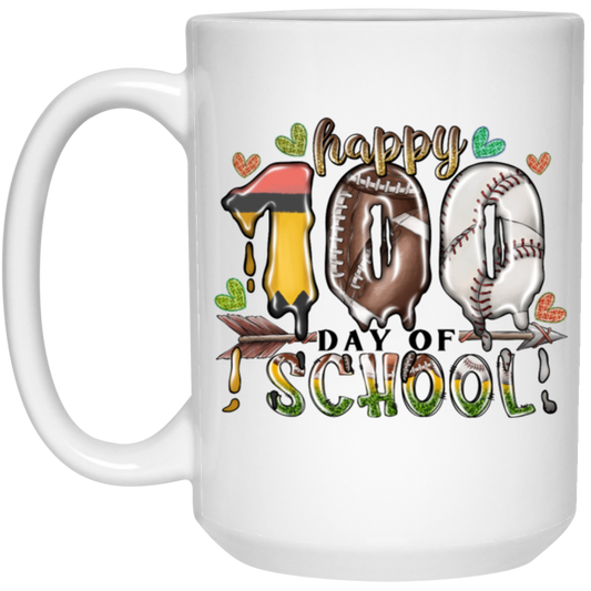 Happy Because Of My School, Love To Study, Happy 100 Days Of School White Mug