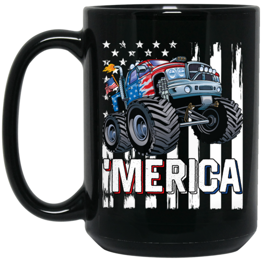 America Lover, Monster Truck USA Flag, Patriotic Boy Lover