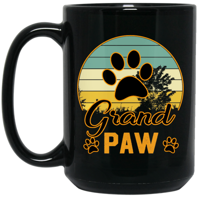 Grand Paw, Grandfather, Grandpa Gift, Retro Grandpa Black Mug