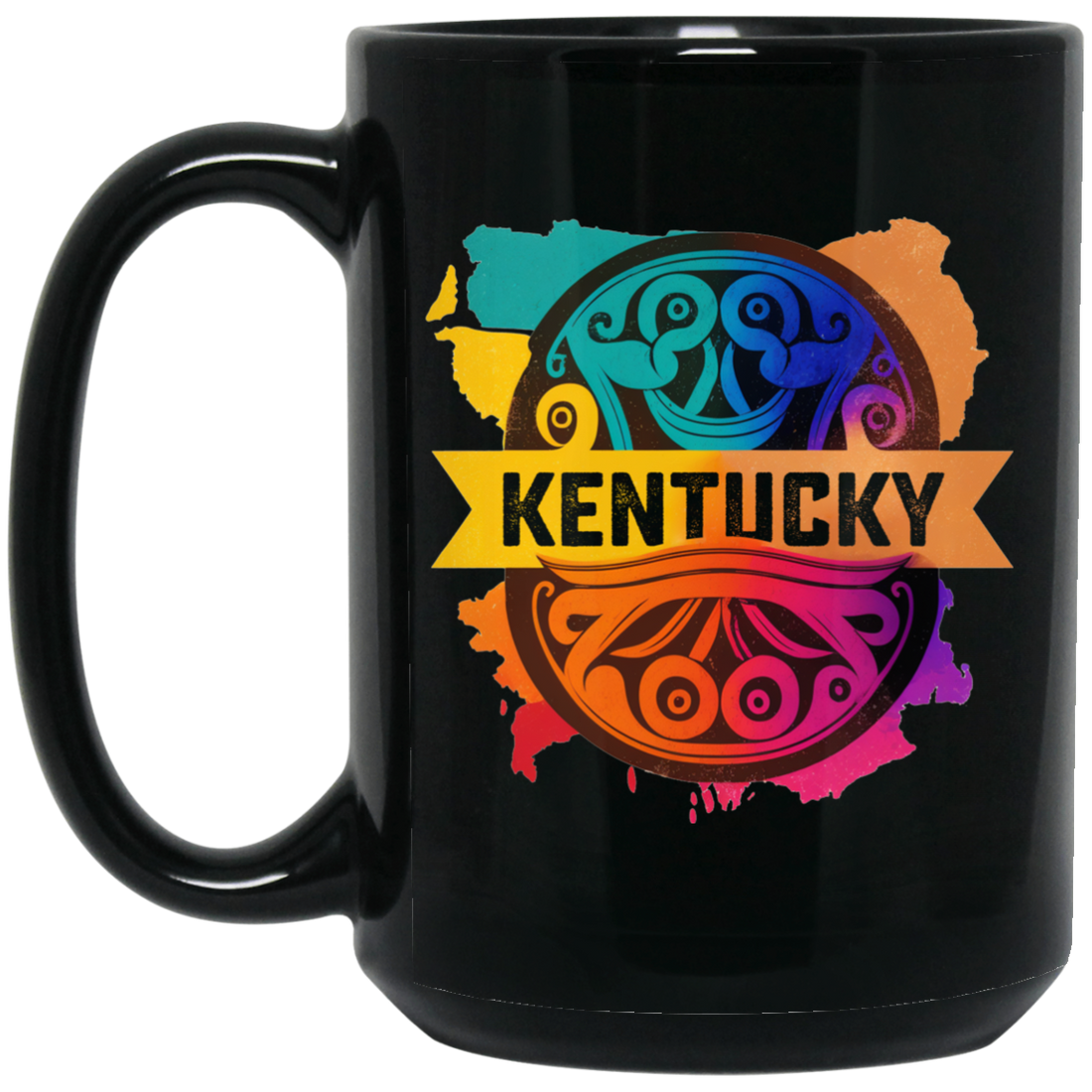 Love Kentucky, Best Of Colorful Gift, Mixed Pattern, Kentuky Lover Black Mug