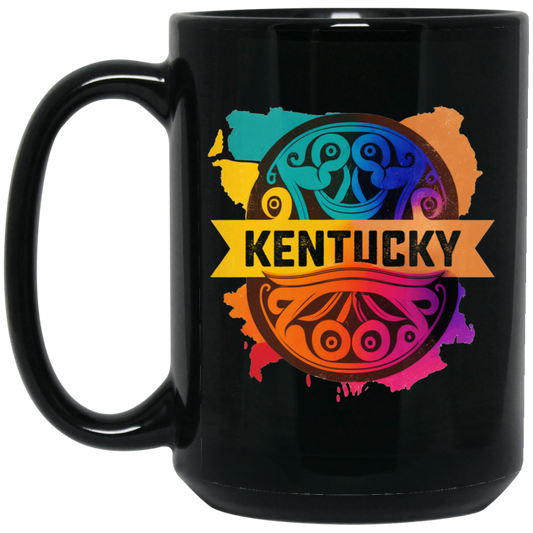 Love Kentucky, Best Of Colorful Gift, Mixed Pattern, Kentuky Lover Black Mug