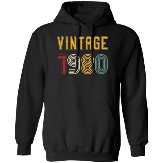 Vintage 1980 Birthday, Retro 1980 Birthday Gift, Born In 1980 Pullover Hoodie