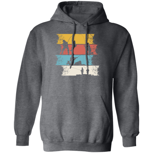 Retro Angel Motif, Retro Fisherman Vintage, Love Fishing Pullover Hoodie