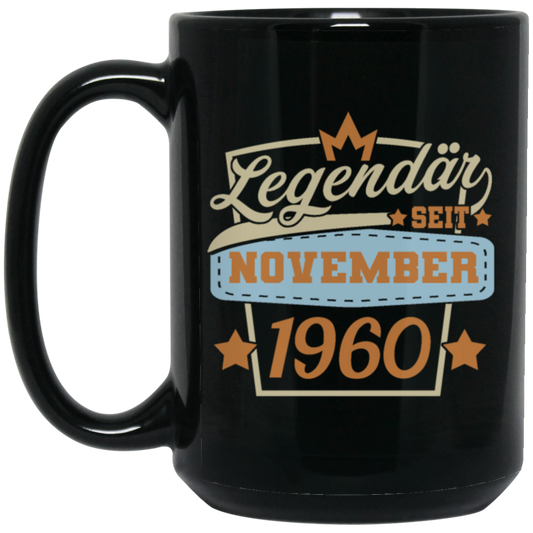 Retro Birthday Legendary Since November 1960 Gift Black Mug