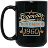 Retro Birthday Legendary Since November 1960 Gift Black Mug