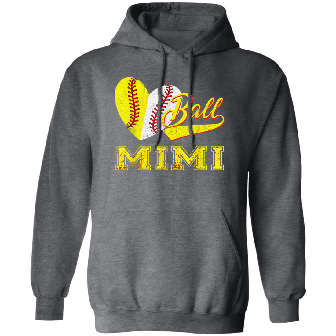 Gift For Mimi, Best Mimi Ever, Love Baseball Gift, Heart Ball, My Ball For Mimi Pullover Hoodie