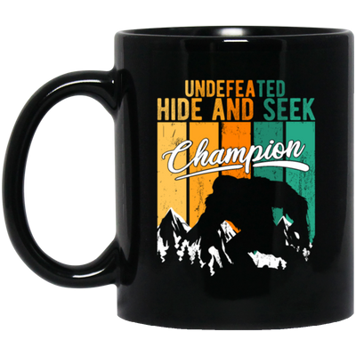 Funny Bigfoot Undefeated Hide And Seek Champion Black Mug