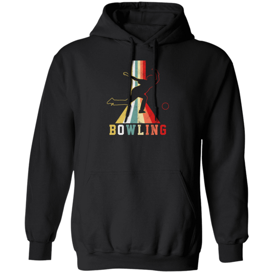 Colorful Bowling, Sporty Retro, Boy Gift, Bowling Lover Gift Pullover Hoodie