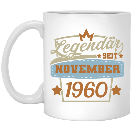 Retro Birthday Legendary Since November 1960 Gift White Mug
