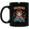 Knitting Grandma, Grandmeow, Love Cat, Love Knit, Gift For Grandma Black Mug