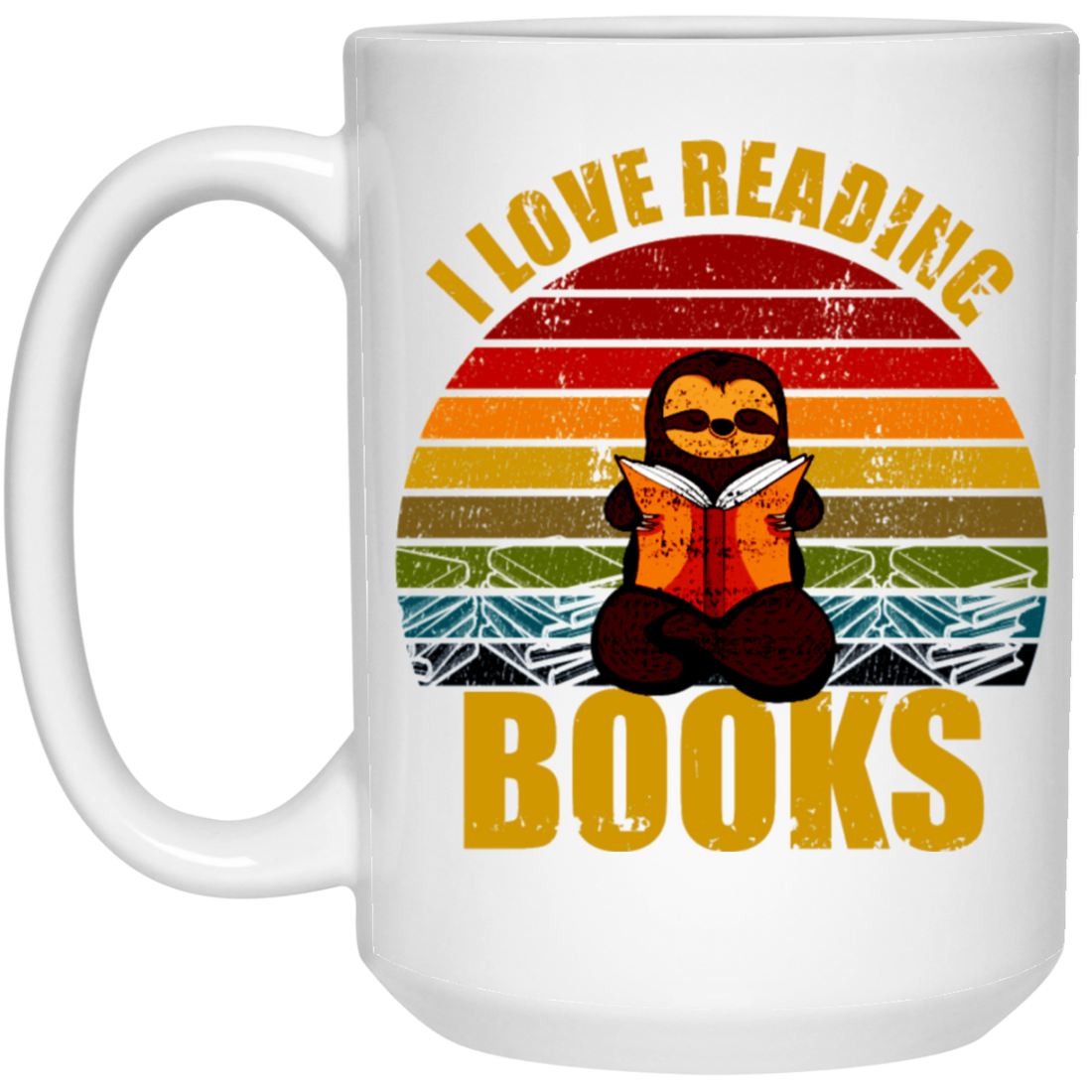 Sloth I Love Reading Books White Mug