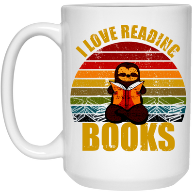 Sloth I Love Reading Books White Mug