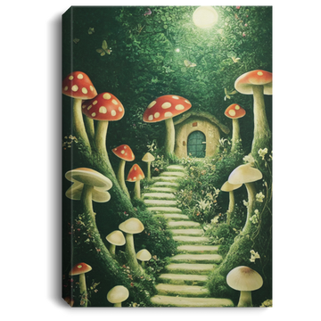 Secret Garden Of Mushroom House In Little Forest At Night, Way To Mushroom House, Mushroom Forest