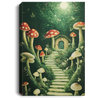 Secret Garden Of Mushroom House In Little Forest At Night, Way To Mushroom House, Mushroom Forest