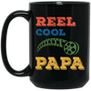 Reel Cool Papa, Dad Gift, Vintage Movie Lover Gift Black Mug