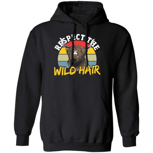 Cattle Cow, Respect The Wild Hair, Retro Cow Gift, Cow Wildlife, Love Cow Pullover Hoodie