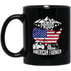 American Flag, Proud American Farmer, Tractor Love Gift, American Farmer Black Mug
