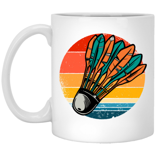 Badminton Shuttlecock Retro Badminton Player Sporty Lover Gift White Mug