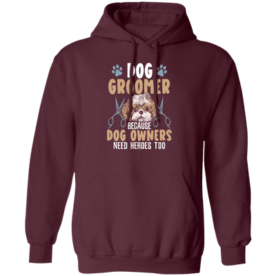 Love Dog Grommer, Because Dog Owners, Retro Viantage Love Dog Pullover Hoodie