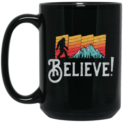 Retro Bigfoot, Believe Bigfoot Sasquatch, Retro Bigfoot Love Gift Black Mug