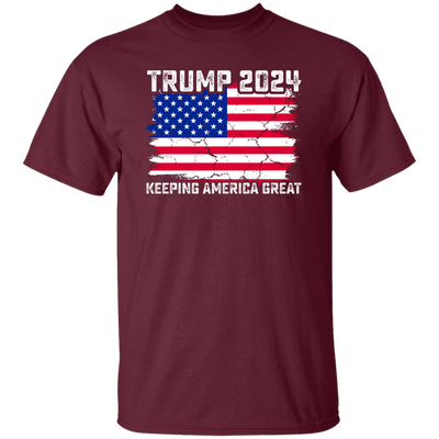 Trump 2024 Keeping America Great, Love Trump, Love America Flag Unisex T-Shirt