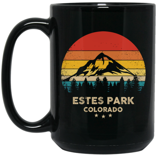 Estes Park Lover, Colorado Gift, Retro Park Gift, Mountain Lover Gift Black Mug