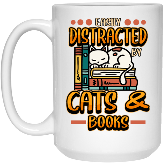 Funny Book Cat Reading Animal Student Literature White Mug