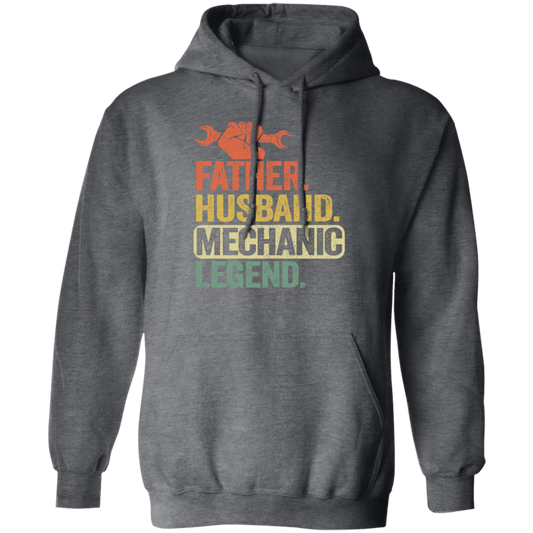 Mechanic Lover, Father Husband Mechanic Legend, Retro Mechanic Pullover Hoodie