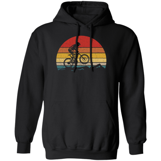 Vintage Biking, Cycling Biker Retro, Riding On Mountain Retro Pullover Hoodie