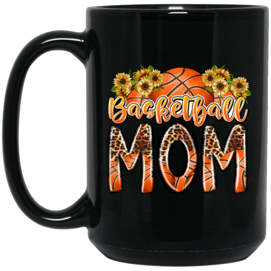 Mom's Gift, Mom Love Basketball, Best Basketball Lover Gift, Best Sport For Mom Black Mug