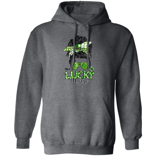 Messy Bun Hair Lover, One Lucky Memaw Matching Family St Patrick Pullover Hoodie