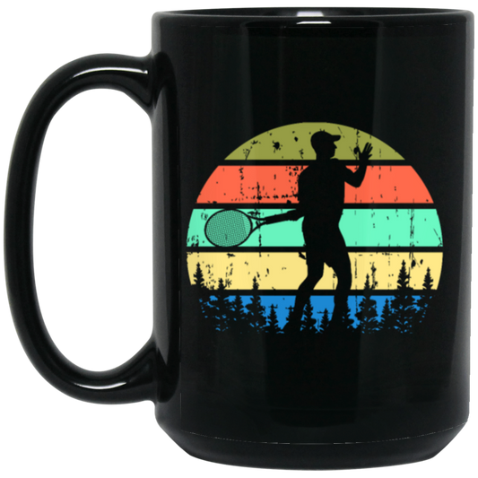 Retro Tennis, Tennis Coach Gift Black Mug