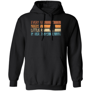Girl Gift, Love My Girl Retro, Every Girl Need A Little Rip In Her Jeans, Retro Girl Gift Pullover Hoodie