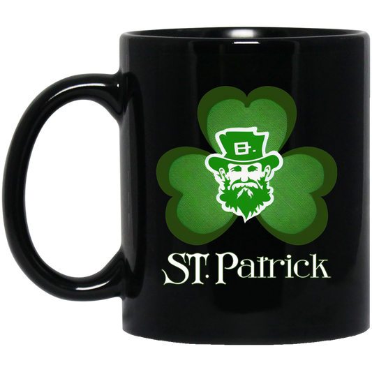 St Patrick Lover, Shamrock Gift, Lucky Leaves, Patrick Man, Patrick Day Black Mug