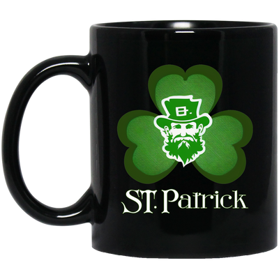 St Patrick Lover, Shamrock Gift, Lucky Leaves, Patrick Man, Patrick Day Black Mug