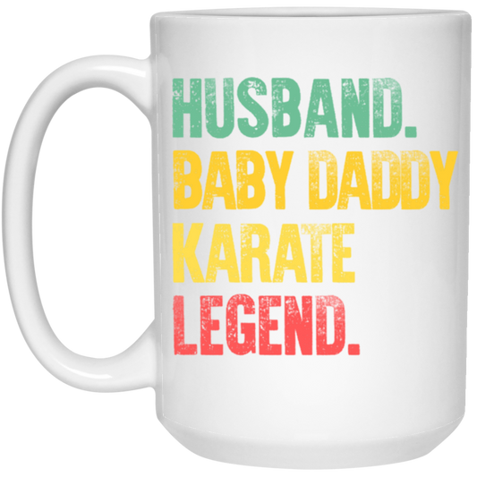 Retro Husband Baby Daddy Karate Legend Dad White Mug