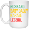 Retro Husband Baby Daddy Karate Legend Dad White Mug