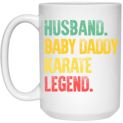 Retro Husband Baby Daddy Karate Legend Dad White Mug